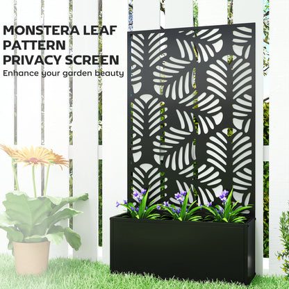 Metal Garden Bed for Garden with Trellis, Wall Mounted or Freestanding Raised Planter with Privacy Screen