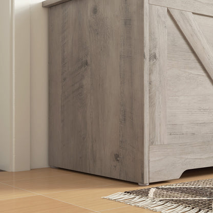 100L Home Storage Box, with Safety Hinge - Grey Wood-Effect