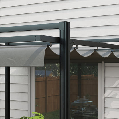 3 x 3(m) Retractable Pergola, Garden Gazebo Shelter with Aluminium Frame, for Grill, Patio, Deck, Dark Grey