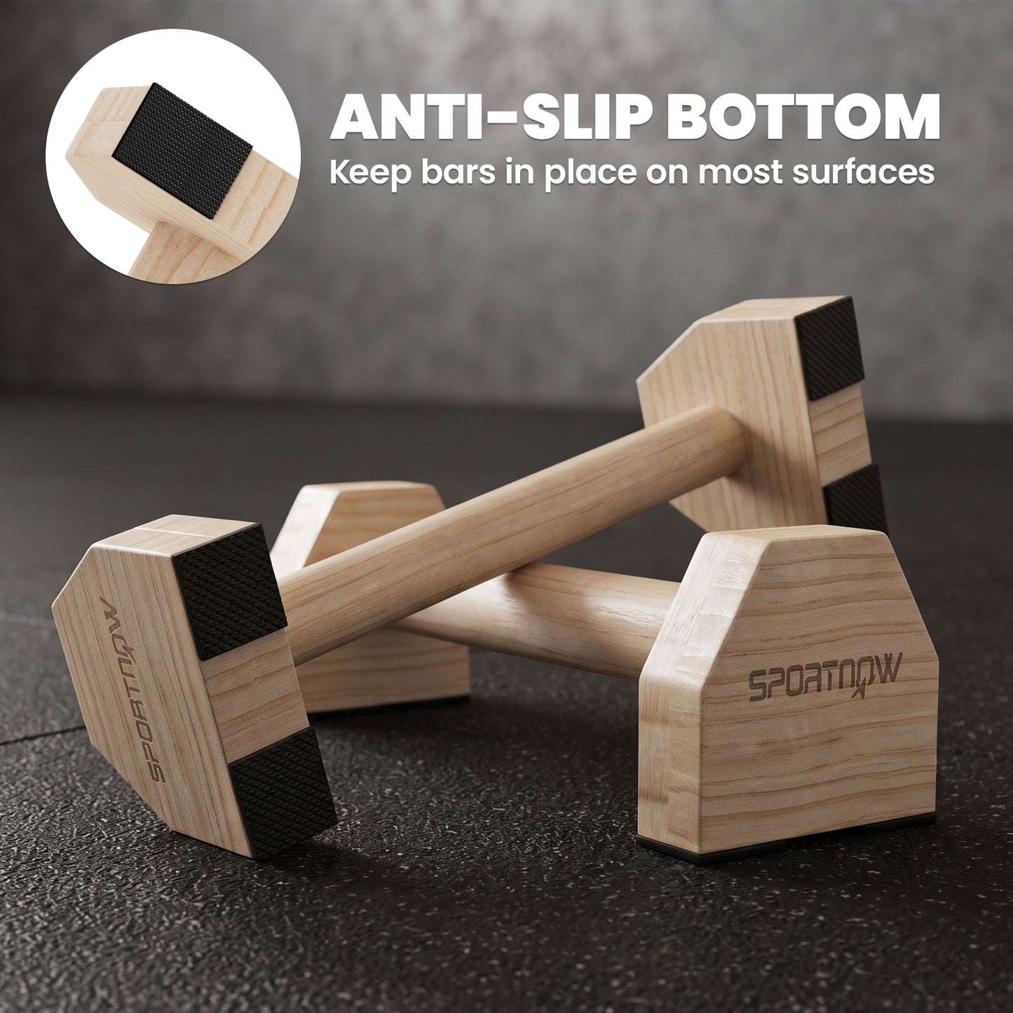Wooden Parralletes Bars, Push Up Handles with Non-Slip Base, Calisthenics Equipment, for Home Gym, Training
