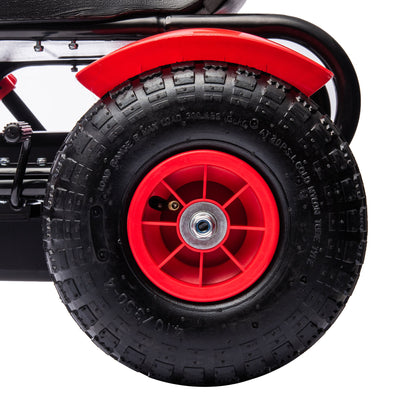 Pedal Go Kart, Kids Ride On Racer with Adjustable Seat, Inflatable Rubber Tyres, Handbrake for Ages 5-12 Years - Red