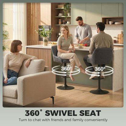 Bar Stools Adjustable Swivel Kitchen Chairs with Backrest Set of 2 for Kitchen Island Dark Grey
