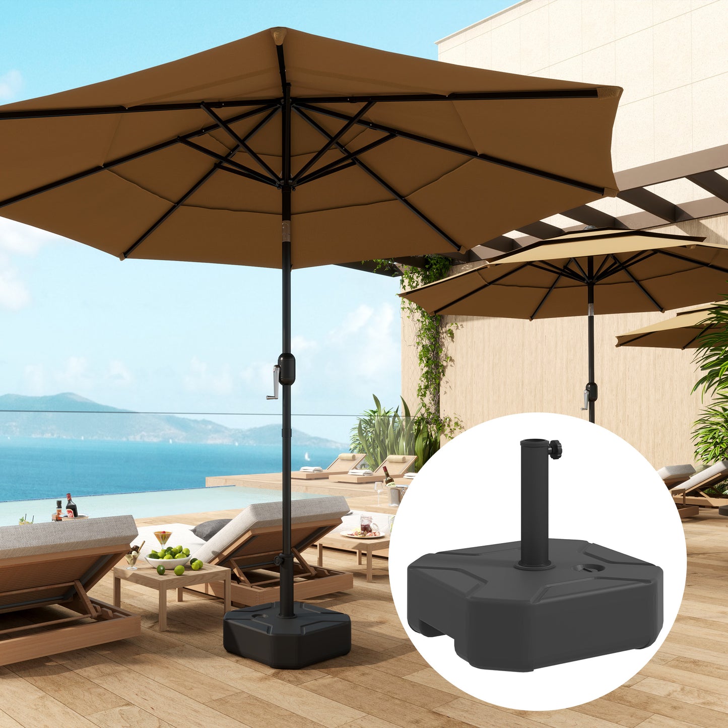 Square Garden Parasol Base, Garden Umbrella Stand Heavy Duty Parasol Base, Filled Up to 25kg with Sand or 20kg