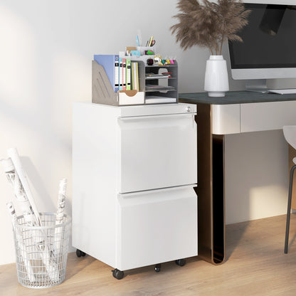 2-Drawer Filing Cabinet w/ Adjustable Hanging Bar Lockable File Cabinet White