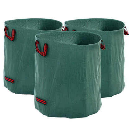 Garden Waste Bags, 272L x 3 Heavy Duty Garden Bags, Foldable and Reusable Waste Sacks with Handles for Loading Leaf, Trash