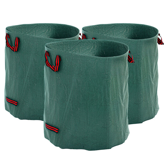 Garden Waste Bags, 272L x 3 Heavy Duty Garden Bags, Foldable and Reusable Waste Sacks with Handles for Loading Leaf, Trash