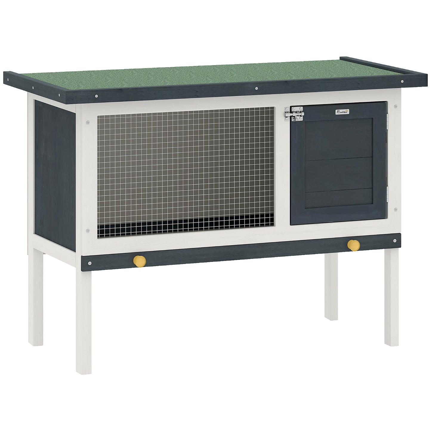Wooden Rabbit Hutch Guinea Pig Hutch Bunny Cage Small Animal Habitat Openable Asphalt Roof for Outdoor Use 90 x 45 x 65 cm