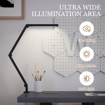 LED Desk Lamp, Dimmable Desk Light with Swing Arm and Clamp
