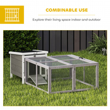 Rabbit Hutch Outdoor, Foldable Guinea Pig House with Openable Top, for 3 Bunnies, Ducks, Chickens, 110 x 105 x 50 cm