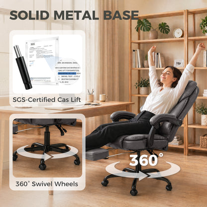 Executive Home Office Chair Reclining Function Footrest Computer Desk Chair High Back, Grey
