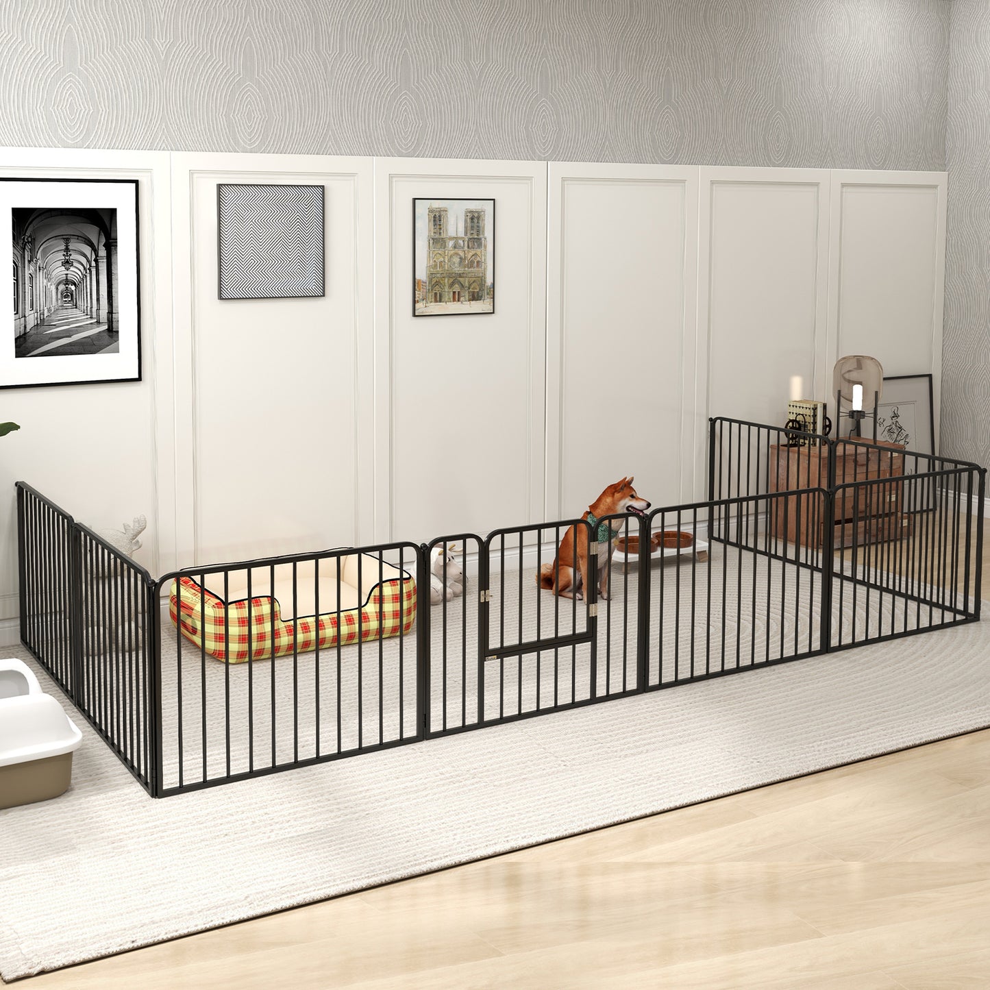 60cm 8 Panels Heavy Duty Dog Pen, Pet Playpen for Indoors, Outdoors, Small Dogs