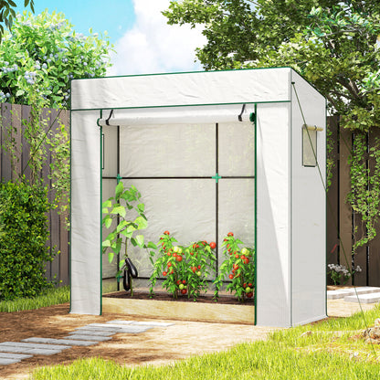 PE Cover Walk-in Outdoor Greenhouse, White