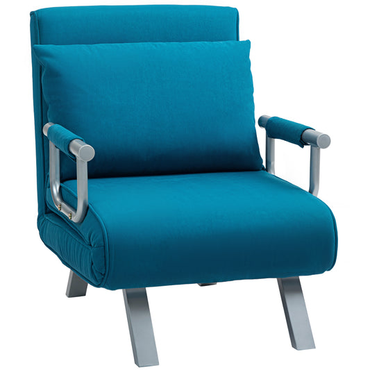 4-in-1 Faux Suede Chair Bed - Blue