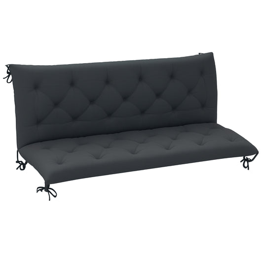 3 Seater Bench Pad, Garden Swing Chair Cushion with Back and Ties