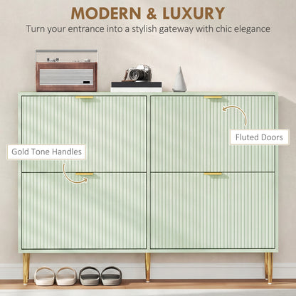 Elegant Four-Drawer Shoe Cabinet - Light Green