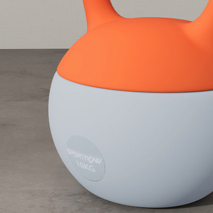 10KG Soft Kettlebell, Kettle Bell with Non-Slip Handle for Home Gym, Weight Lifting, Strength Training, Orange/Grey