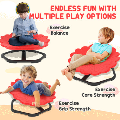 Flower-Shaped Sensory Spinning Chair with Non-Slip Base for Balance/Coordination, Red