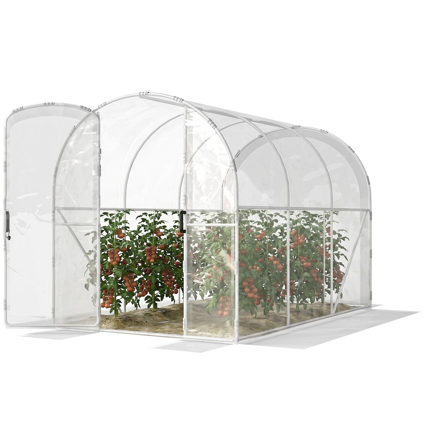 Polytunnel Greenhouse Walk-in Grow House with PE Cover, Door and Galvanised Steel Frame, 3 x 2 x 2m, Clear