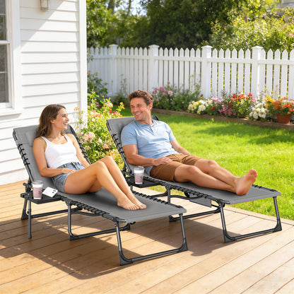 Five-Position Reclining Sun Loungers Set of 2 - Grey