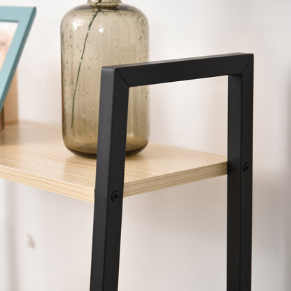 4-Tier Industrial Ladder Shelf – Oak & Black
