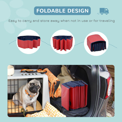 Dog Paddling Pool, Foldable Dog Pool, Leakproof & Hard Plastic, Portable Pet Bathtub with Non-Slip Base & Drainage Hole