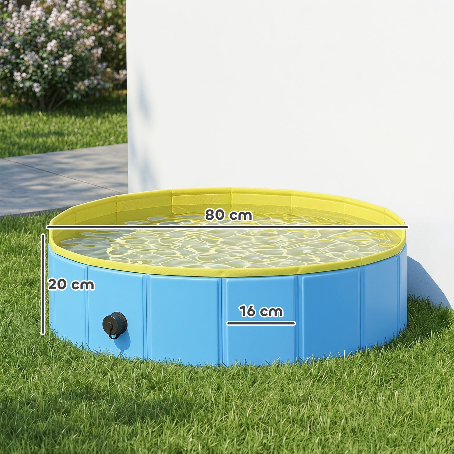 Foldable Dog Pool for Puppies and Ducks Dog Paddling Pool Bath Tub, Blue, 80 x 20 cm