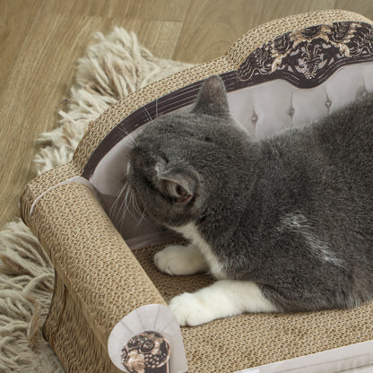 2-in-1 Cat Scratcher with Catnip for Indoor Cats, 29.5 x 56 x 26cm, Brown