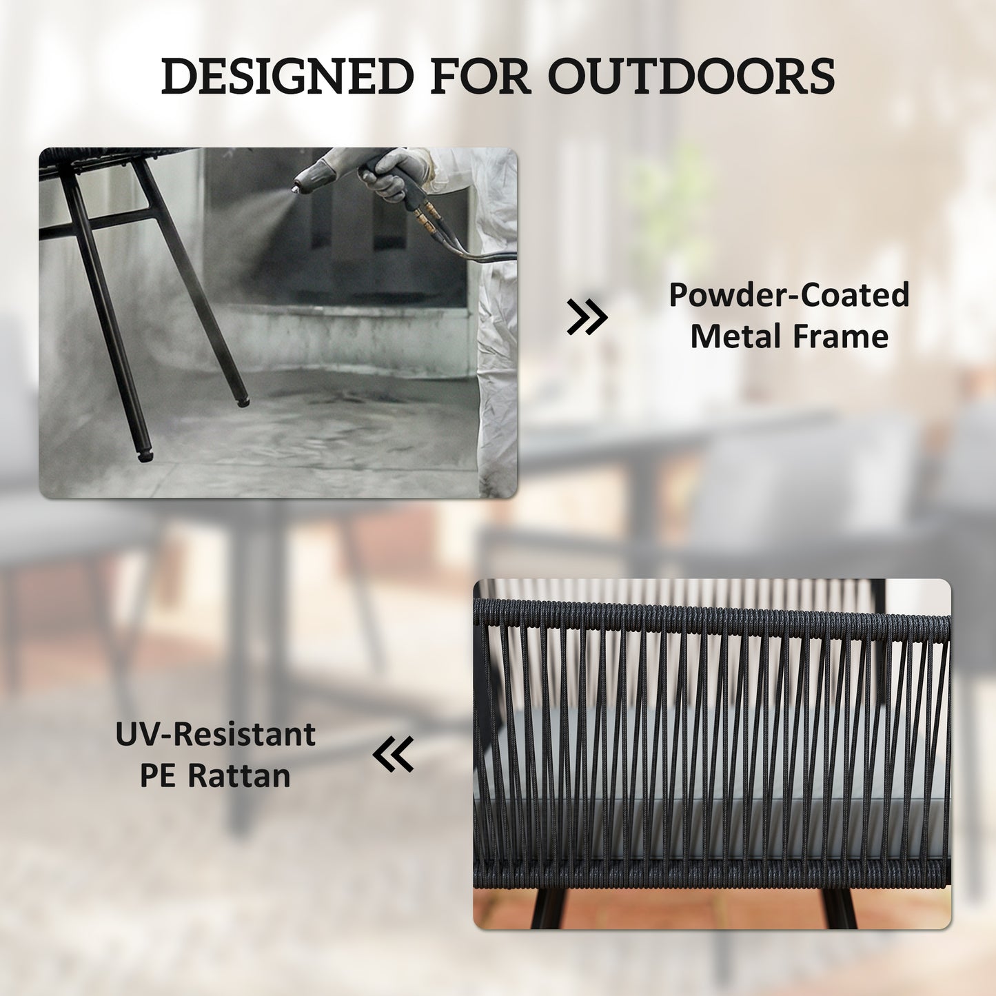 5 Piece Garden Furniture Set, Garden Dining Set with Wood-Plastic Table and 4 Armchairs, Light Grey