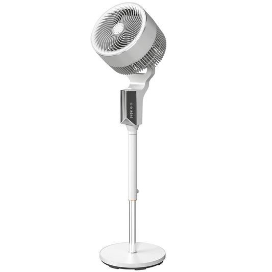 20 dB Silent Standing Fan for Bedroom, 46" Pedestal Fan with Remote, 85° Oscillating, 8 Speeds, White