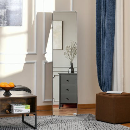 Full Length Mirror, 156 x 37 cm Rectangular Full Body Mirror with Stand, Floor Standing