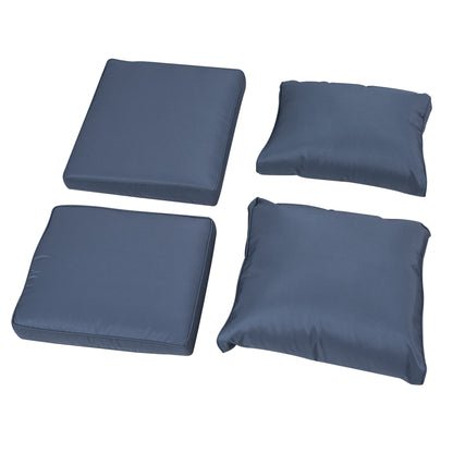 Six-piece Outdoor Rattan Dining Set, Outdoor Sofa Set with Reclining Armchairs and Mental Frame, Blue
