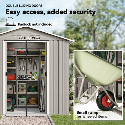 6.5 x 3.5ft Metal Garden Storage Shed - Light Grey