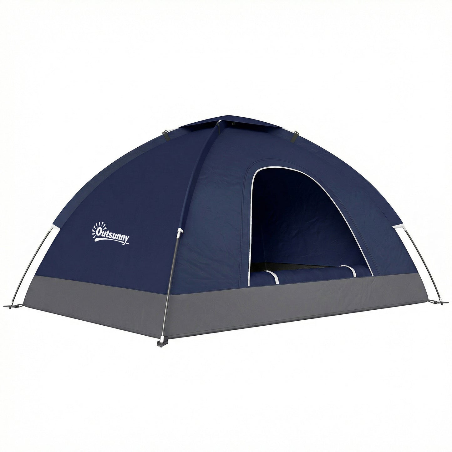 2 Person Camping Tent, Dome Tent with Zipped Doors, Storage Pocket, Portable Handy Bag, Navy Blue