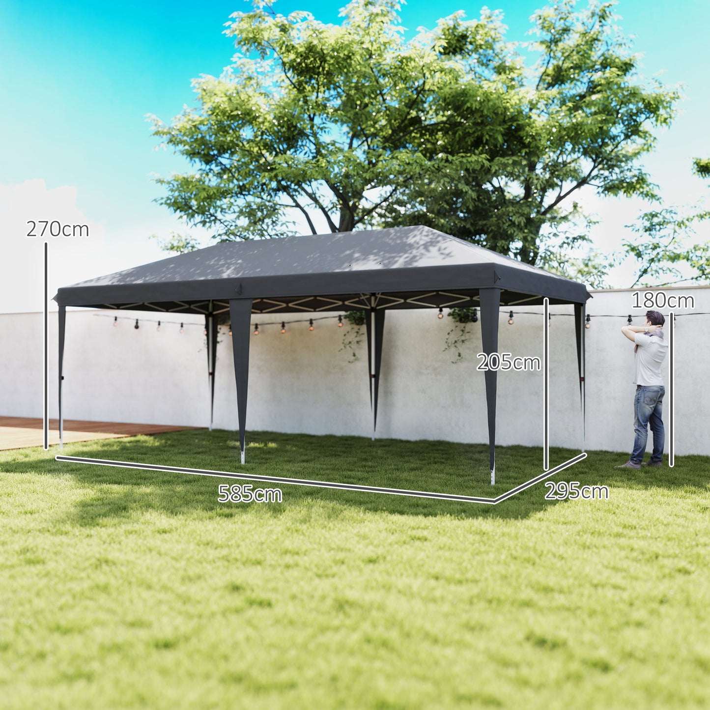 6 x 3 m Pop-Up Steel Frame Gazebo Grey