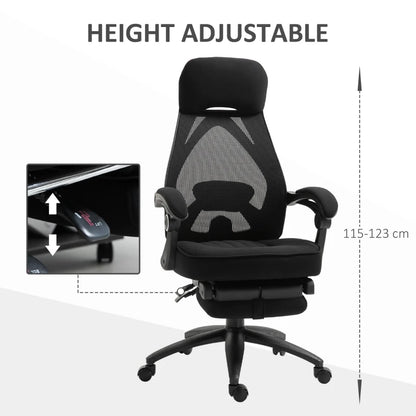 Mesh Adjustable Office Recliner Chair with Footrest, Headrest & Adjustable Height