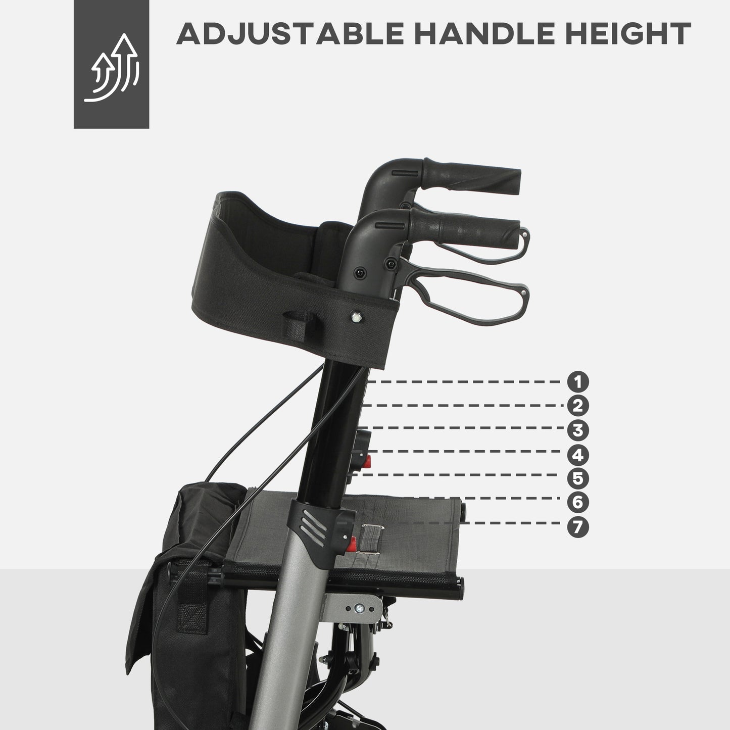 Rollator Walker with Seat, Compact Quick Folding Mobility Walker with 8" Wheels, Carry Bag, Adjustable Height