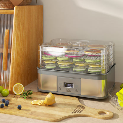 5 Tier Food Dehydrator, 245W Stainless Steel Food Dryer Machine with Adjustable Temperature