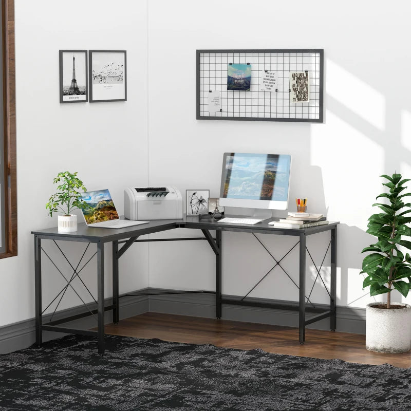 L-Shaped Corner Desk, Computer Desk for Home Office - Black