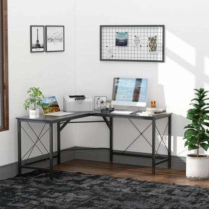 L-Shaped Corner Desk, Computer Desk for Home Office - Black