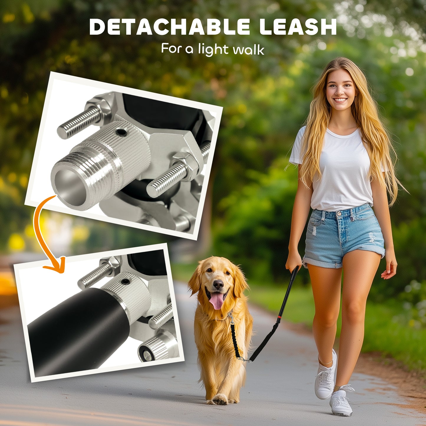 Dog Lead for Bicycle, Dog Leash for Cycling, Training, Jogging, Black
