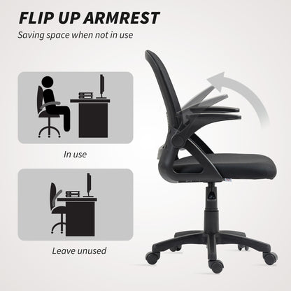 Breathable Mesh Office Chair, Ergonomic Swivel Computer Chair with Flip-up Armrests, Lumbar Back Support for Home/Office