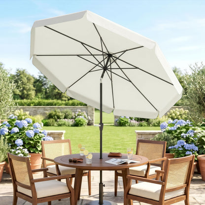 2.7m Patio Parasol Garden Umbrellas with Aluminium Pole, UPF 50+ Outdoor Sun Shade Table Umbrella with Tilt, Crank, 8 Ribs