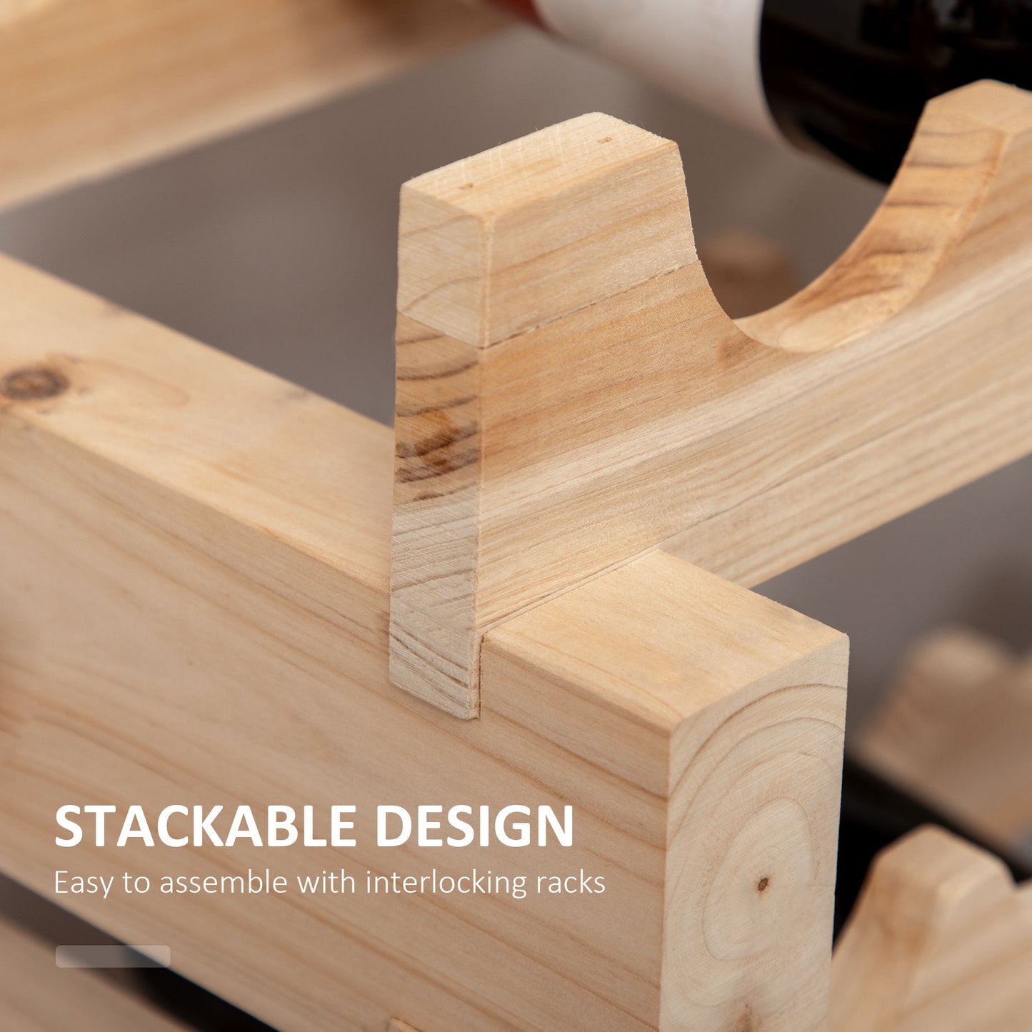 Three-Tier, 36 Bottle Wooden Wine Rack - Natural
