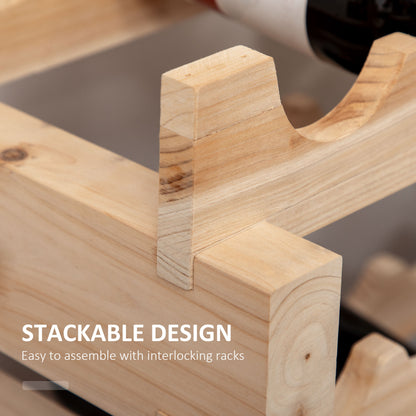 Three-Tier, 36 Bottle Wooden Wine Rack - Natural