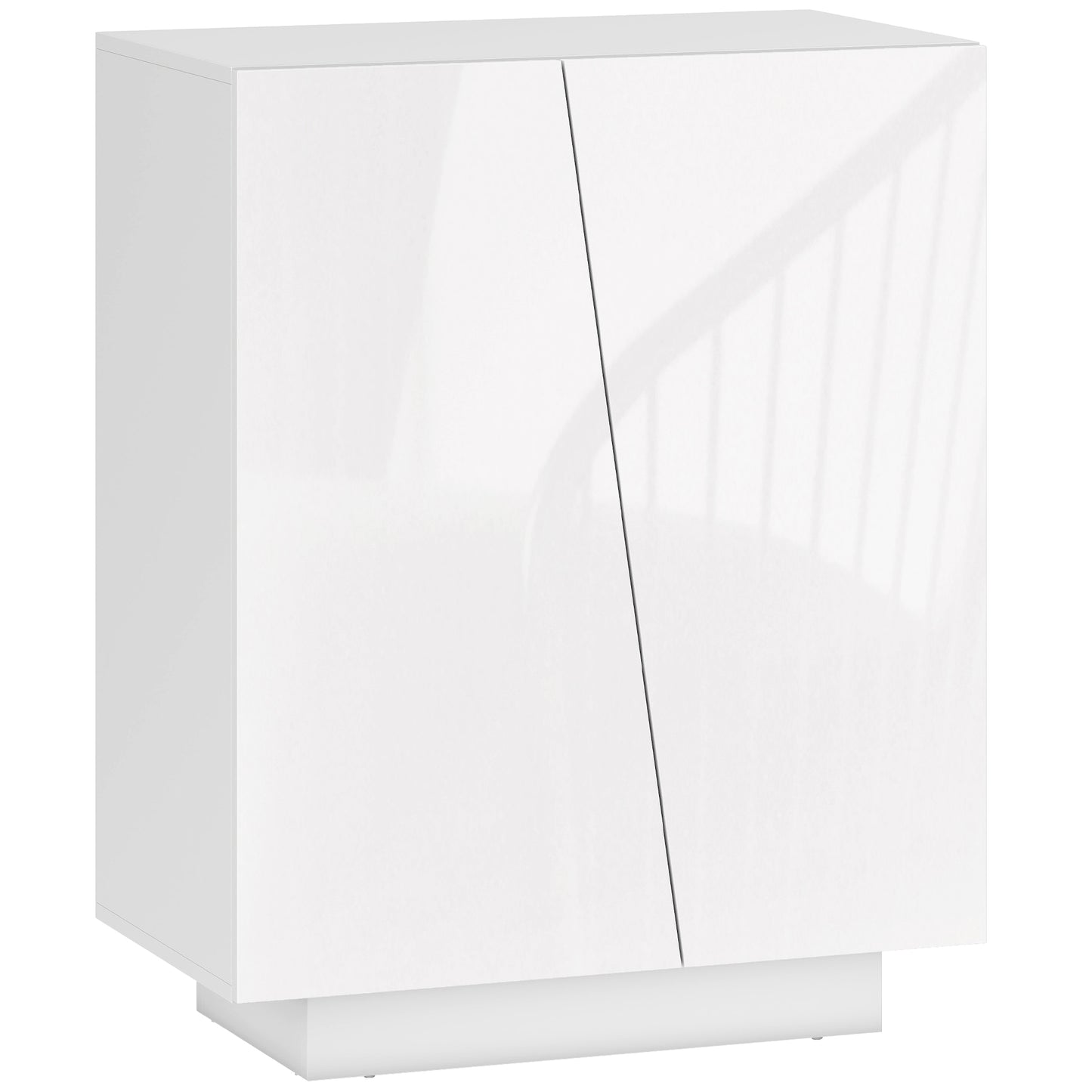 High Gloss Storage Cabinet, Freestanding Storage Cupboard with Adjustable Shelves for Living Room, Bedroom, Hallway, White
