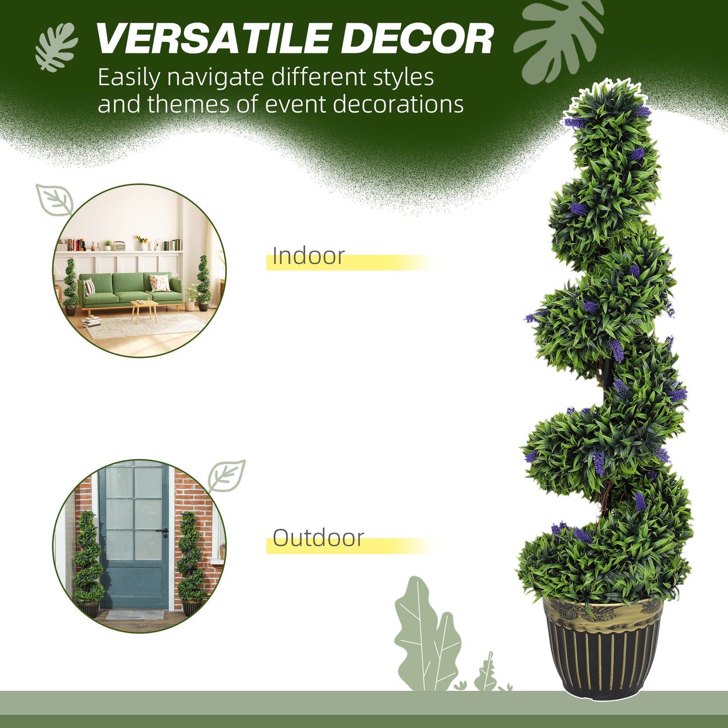 Set of Two 115cm Artificial Lavender Trees