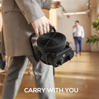 2000W Portable Ceramic Electric Heater with Fan - Black
