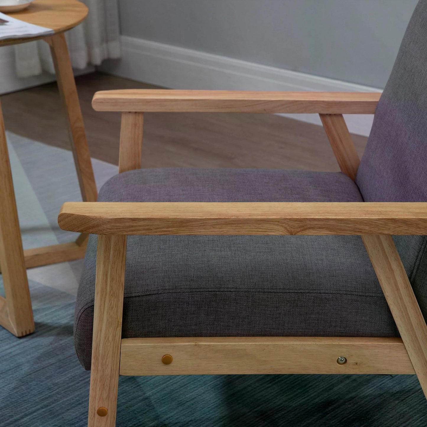 Minimalist Wooden Accent Chair with Padded Seat