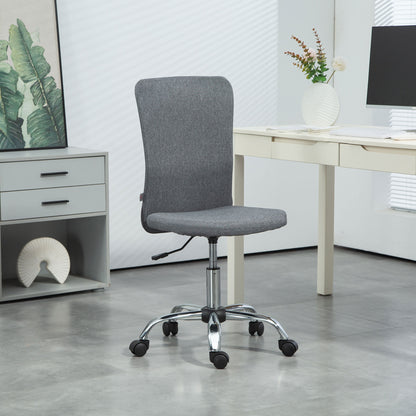Armless Computer Desk Chair, Fabric Swivel Office Chair, Makeup Vanity Chair with Height Adjustable, Wheels