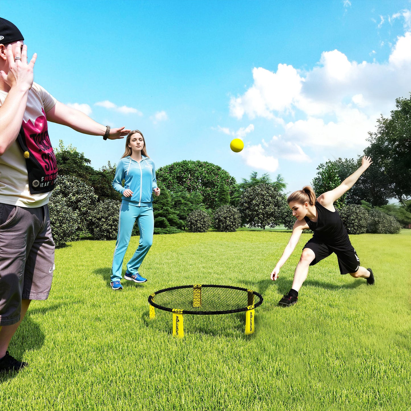 Spike Game Set, Mini Beach Games Set with Net, 3 Balls and Ball Pump, Portable with Carrying Bag for Outdoor Team Sports